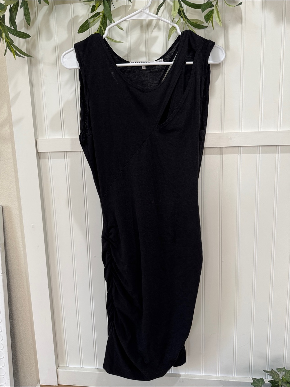 #98 PAM & GELA Black Sleeveless Twist-Ruched Detail Bodycon Dress